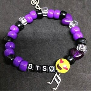 Handmade BTS Kandi Bracelet with music note charms love emoji